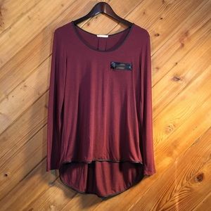 Le Lis long sleeve burgandy top Medium